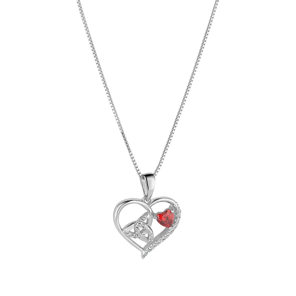 Sterling Silver Red Cz Trinity Knot Pendant