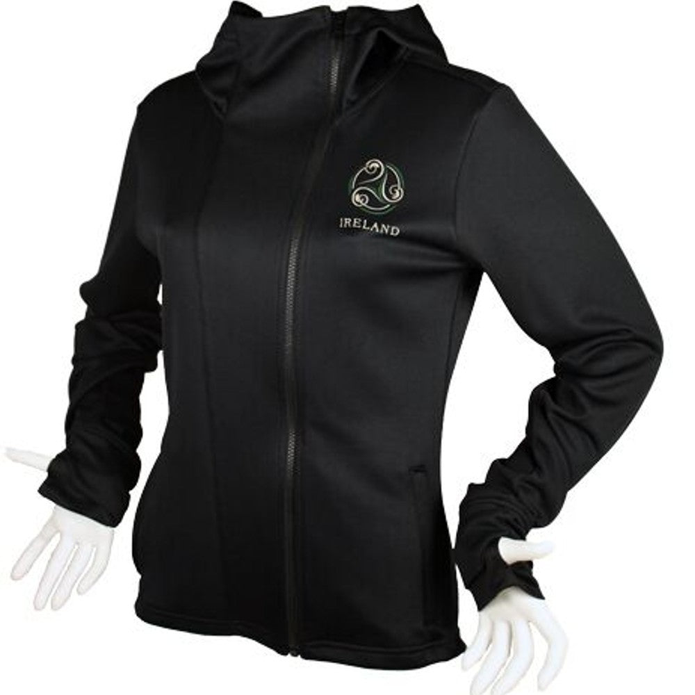 Ladies Black Triskele Side Zip Hoody - Celtic CollectionsClothingLJITYB