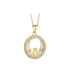 10K Gold CZ Round Claddagh Necklace - Celtic CollectionsJewelrySOLVAR46892