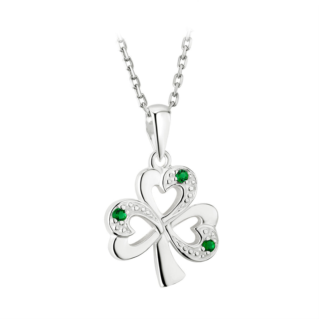 Celtic Woman Silver Emerald Shamrock Necklace