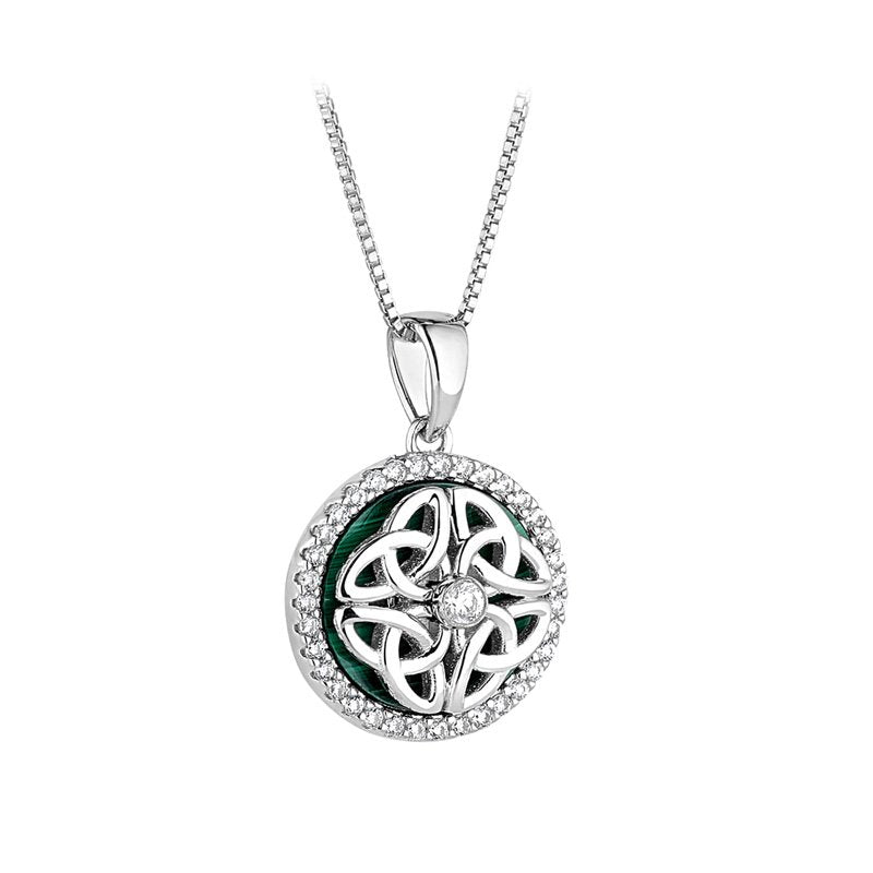 Emerald Silver Celtic Necklace
