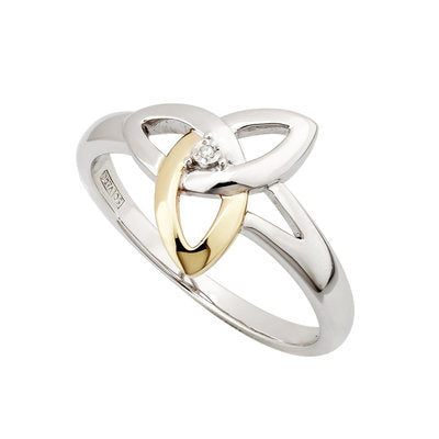 Sterling Silver & 10K Gold Diamond Trinity Knot Ring