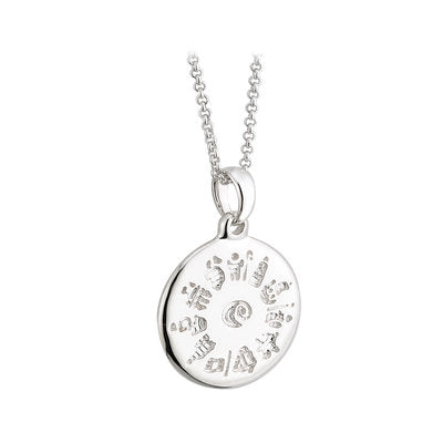 Sterling Silver History Of Ireland Disc Pendant