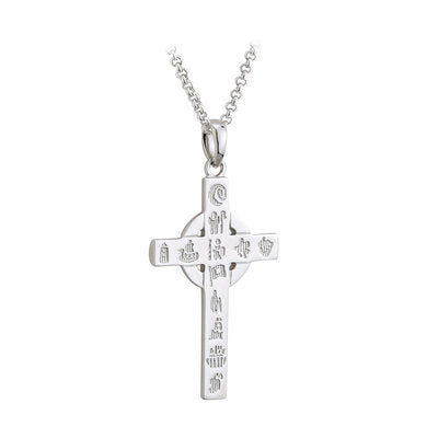 Sterling Silver History Of Ireland Small Cross Pendant