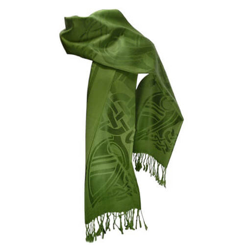 Celtic Design Forest Green Wool Scarf