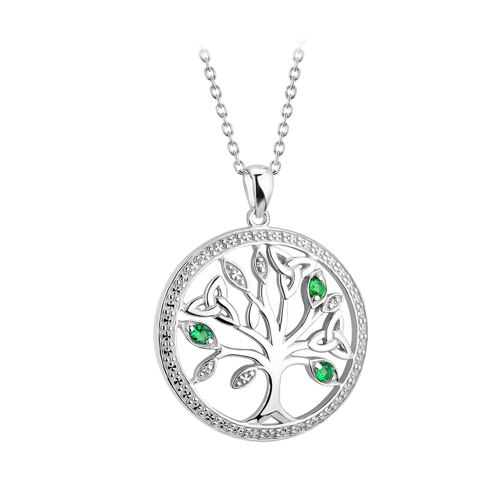 Sterling Silver Crystal Illusion Tree Of Life Pendant