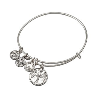 Silver Plate Tree of Life Charm Bangle Bracelet
