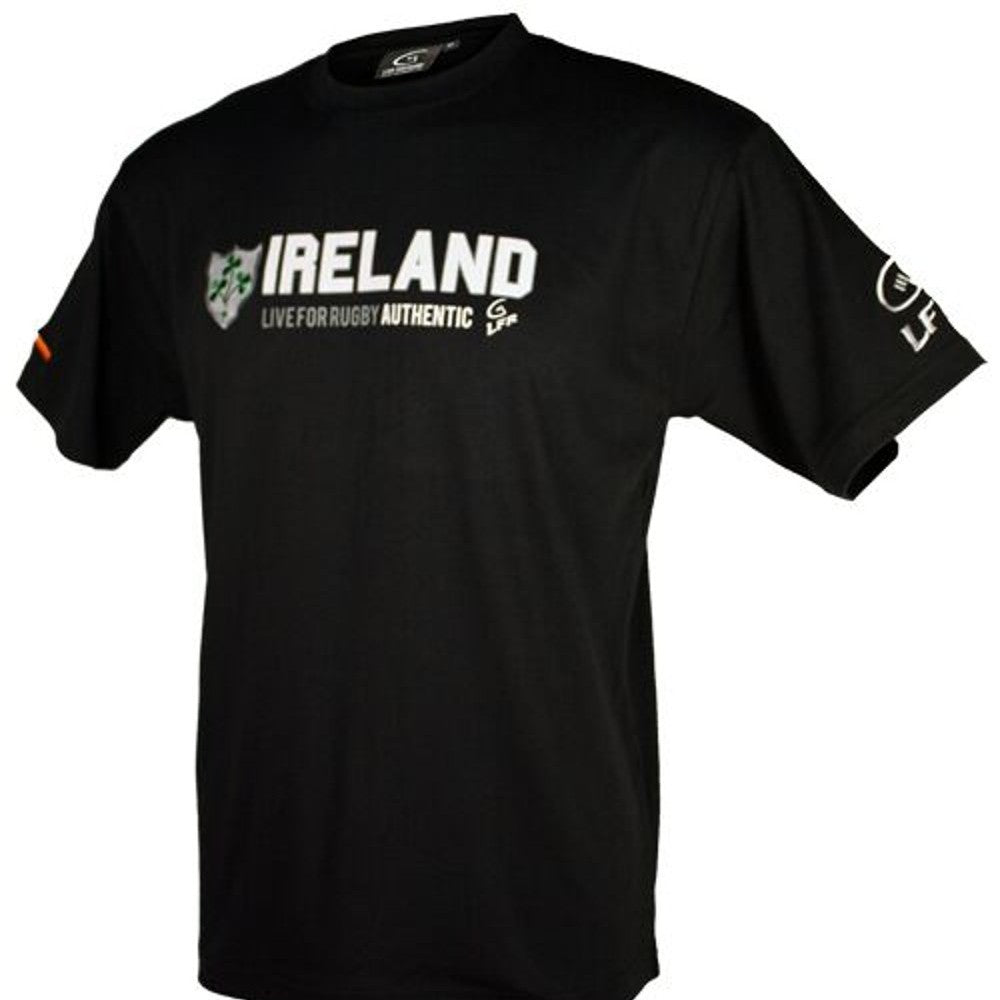 Black Rugby Shamrock Horizontal Ireland T-Shirt